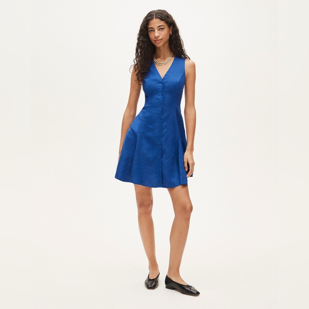 NWT J.Crew Linen Mini Dress in Radiant Cobalt